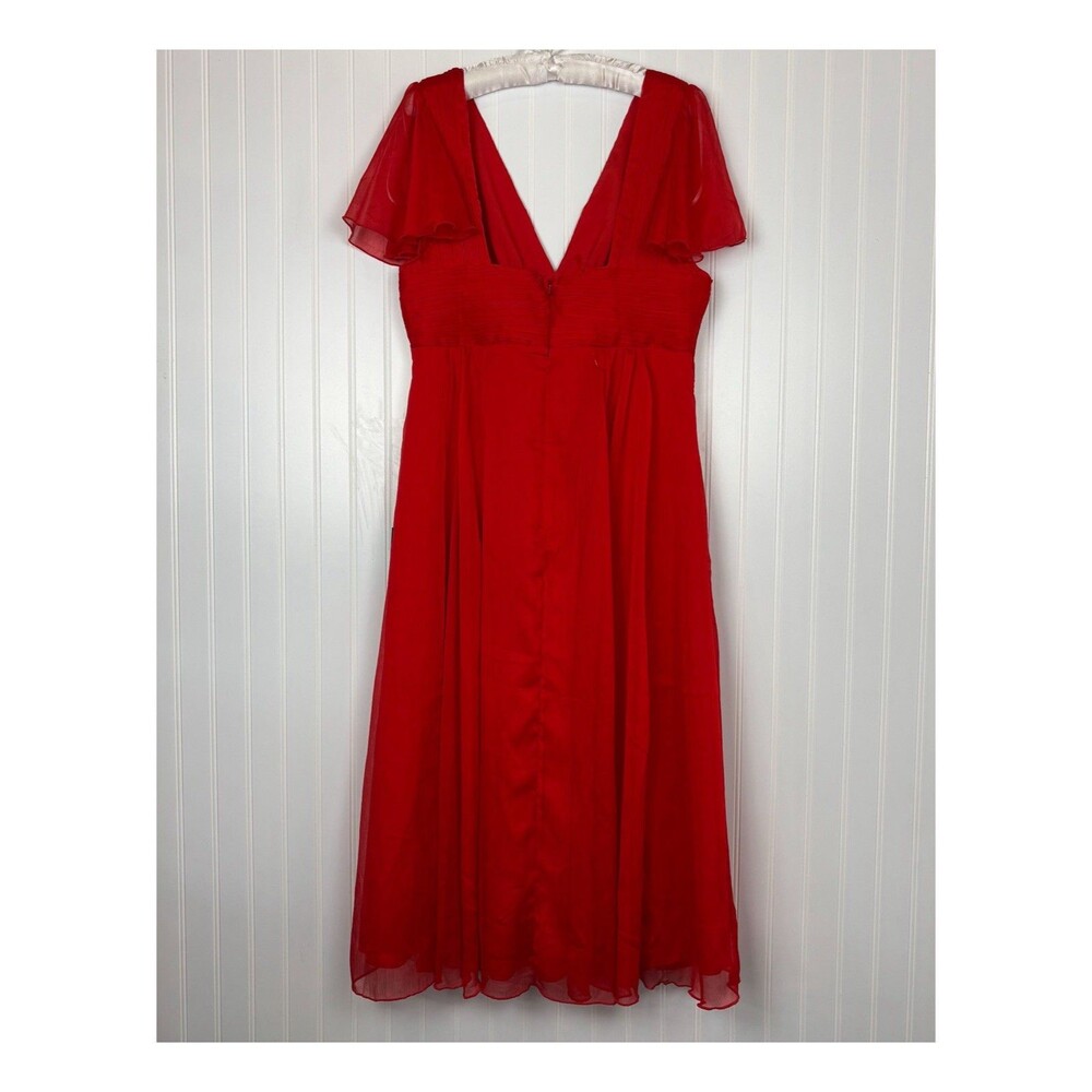 Lulus Women Dress XL Ideal Perception Midi Red Flutter Sleeve V Neck Wedding NWT - Picture 2 of 16